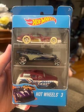 Hot Wheels 3-Pack Kids Toy Cars – Red, Black, White